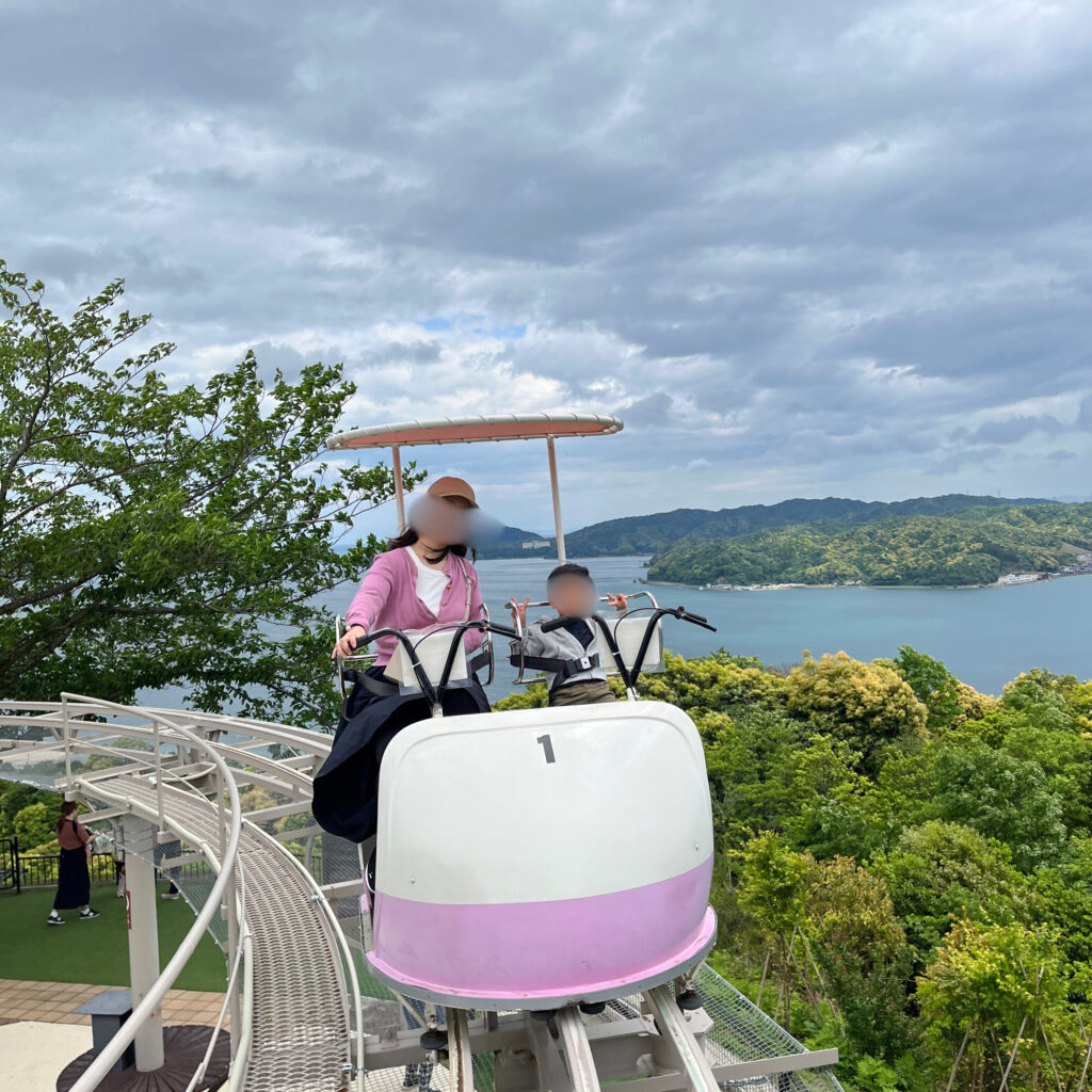 サイクルカーを漕いでいるところ