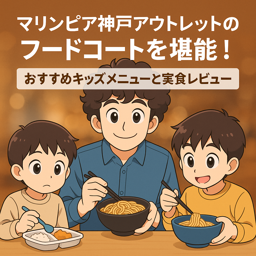 マリンピア神戸アウトレットのフードコートで家族が食事を楽しむ様子