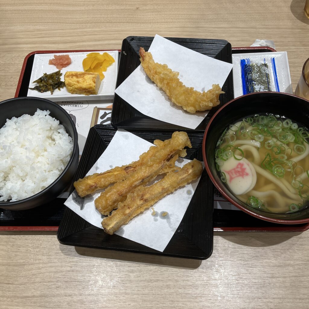 海老天うどん定食 ごぼうトッピング