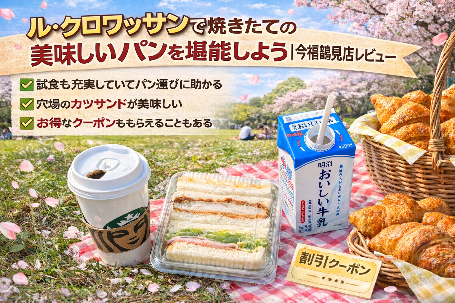 ル・クロワッサン今福鶴見店で購入したカツサンドやクロワッサンなど人気パンのイメージ