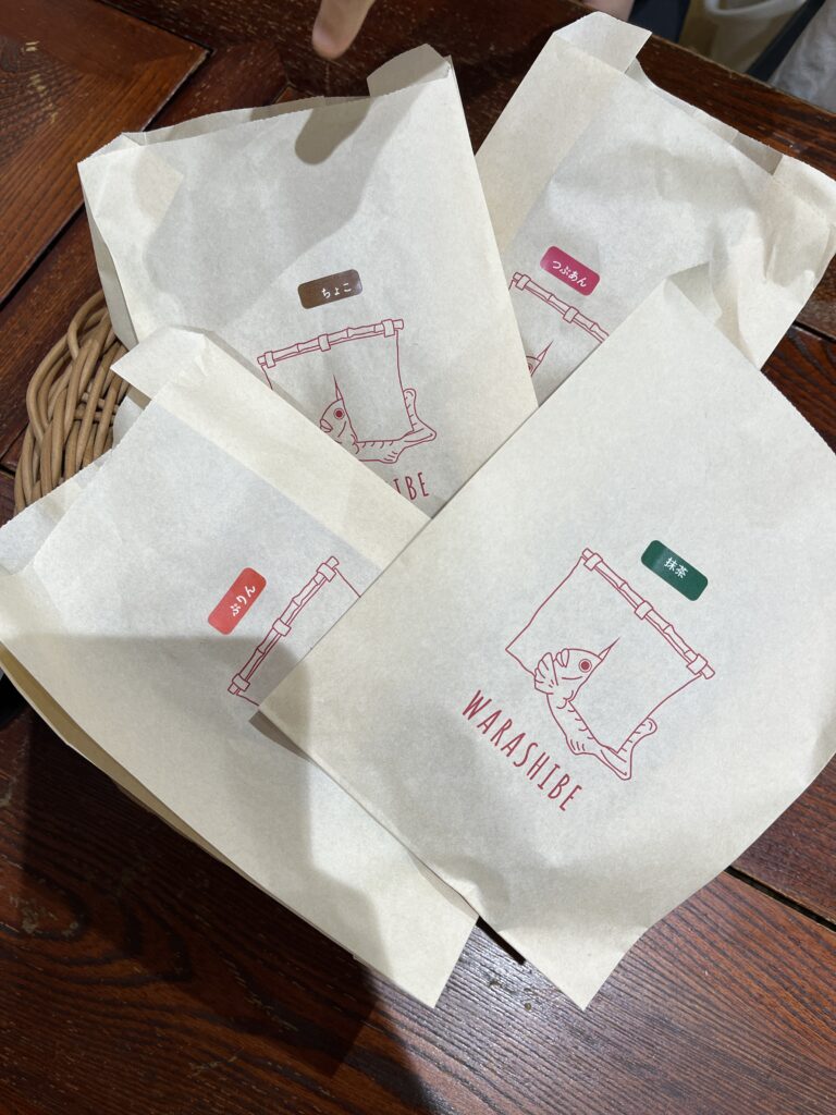 抹茶、ちょこ、ぷりん、つぶあんのパッケージ